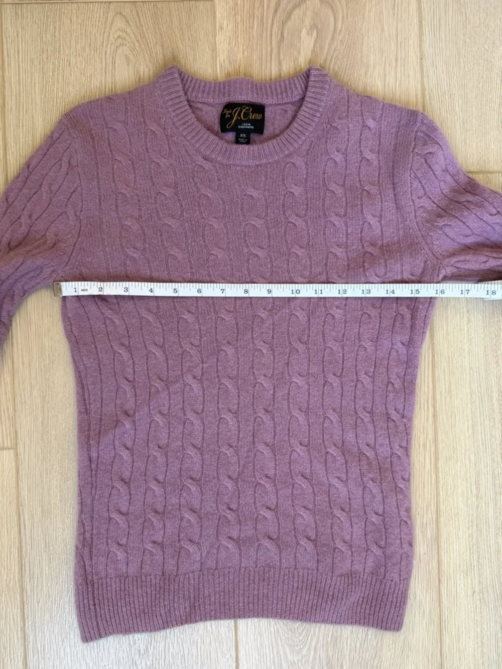J. Crew Cashmere Sweater Lavender Purple Cable Knit Crewneck XS